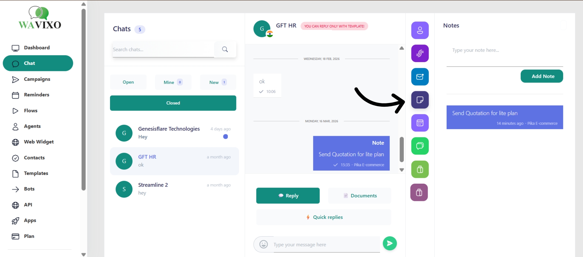 Add notes to conversations